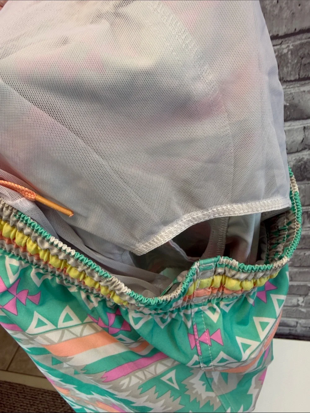 chubbies Aztec Print Athletic Shorts in Mint & Coral